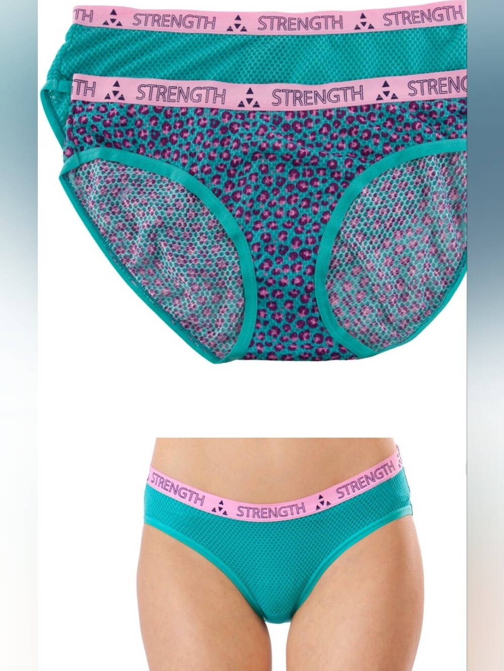 Balanced Tech Women's Printed Micro-Mesh Bikini Panty 2 Pack Size Large New